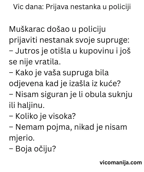 VIC DANA Prijava nestanka u policiji