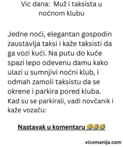 Vic dana Muž i taksista u noćnom klubu