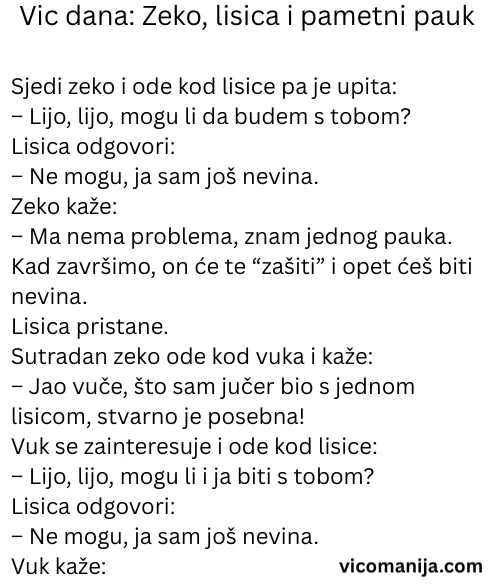 Vic dana Zeko, lisica i pametni pauk